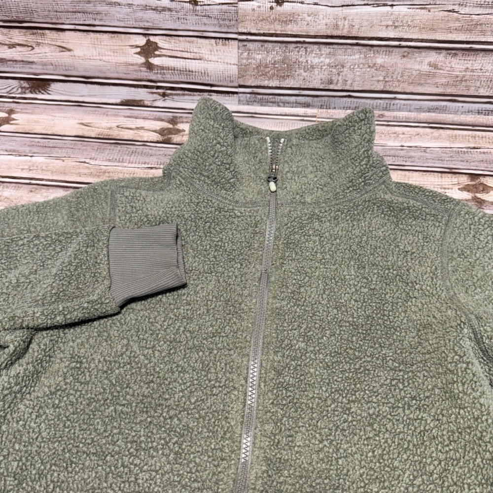 REI Co-op Fleece Jacket Womens S Green/Gray‎ Full Zip Sherpa Pile Mock Neck